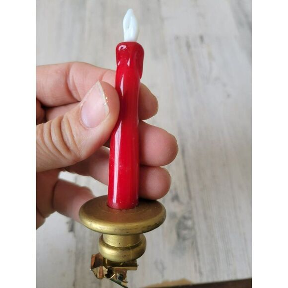 Red glass candle vintage clip ornament Xmas tree - Picture 2 of 6